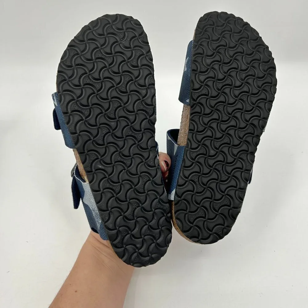 NIB BIRKENSTOCK Kids New York Blue Vintage Stars Print Sandals Shoes 33 / Kids 2